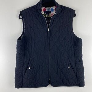 Lands End Black Puffer Vest Size L 14-16 Lightweight Zip Up